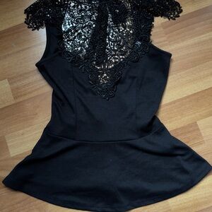 Elegant Black Lace Women's Blouse